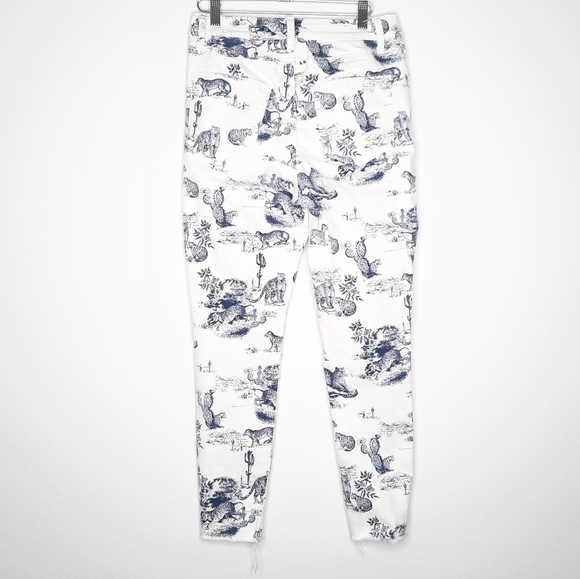 Wild Fable White Toile Desert Print Skinny Button Fly Raw Hem Jeans 6 - Picture 3 of 6